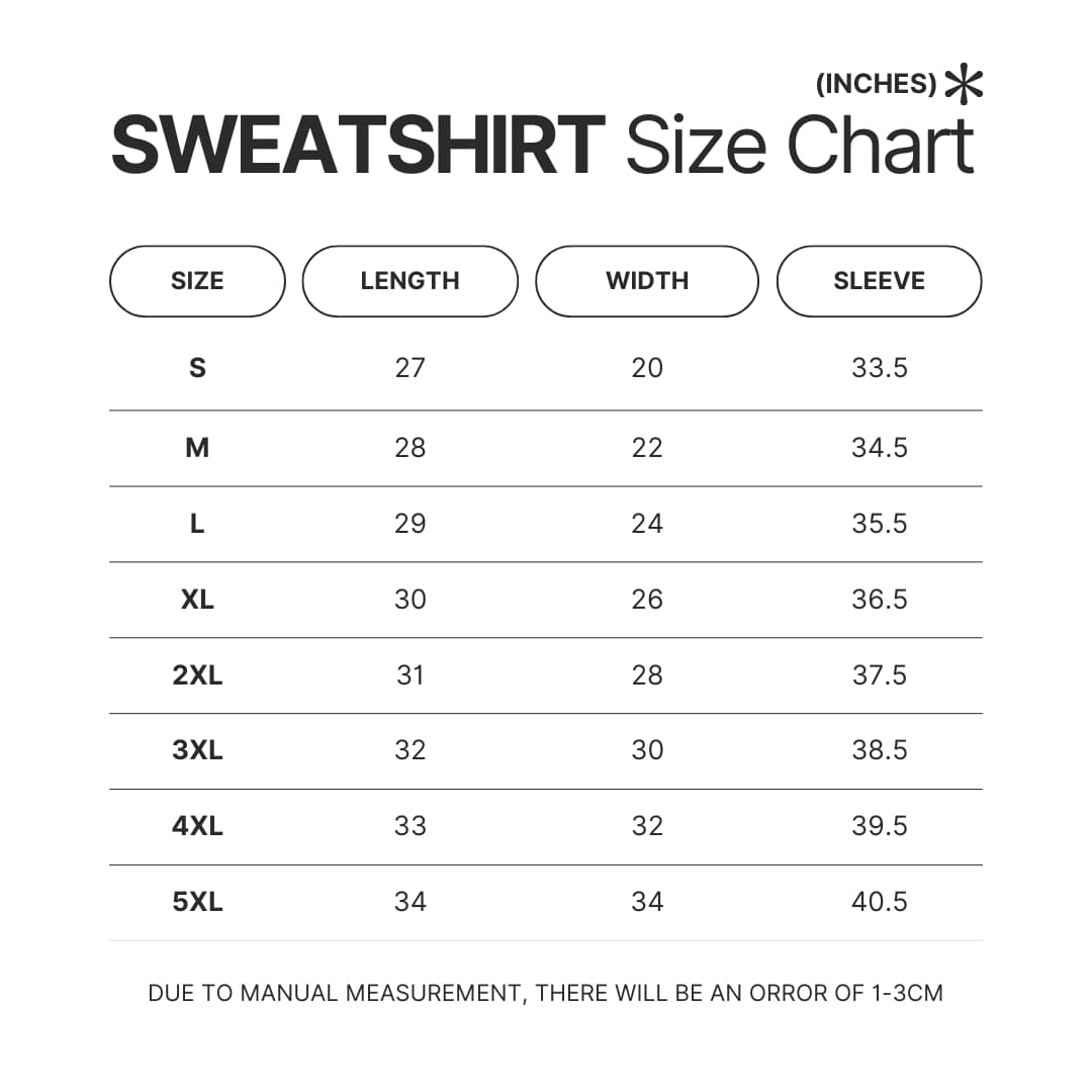 Sweatshirt Size Chart - ItsFunneh Shop