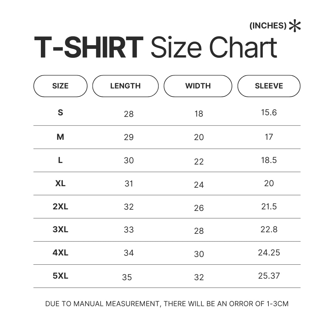 T shirt Size Chart - ItsFunneh Shop