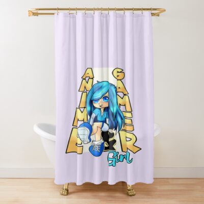 Aesthetic Anime Chibi Rainbow Gamer Gacha Art Shower Curtain