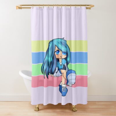 Aesthetic Anime Chibi Rainbow Gacha Art Shower Curtain
