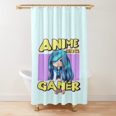 Animezing Gamer Girl Aesthetic Anime Chibi Itsfunneh Rainbow Art Shower Curtain