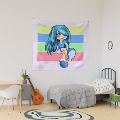 Aesthetic Anime Chibi Rainbow Gacha Art Tapestry