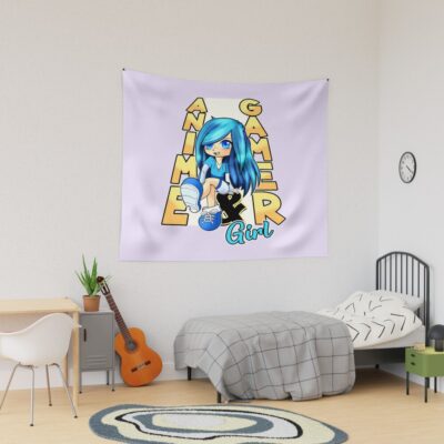 Aesthetic Anime Chibi Rainbow Gamer Gacha Art Tapestry