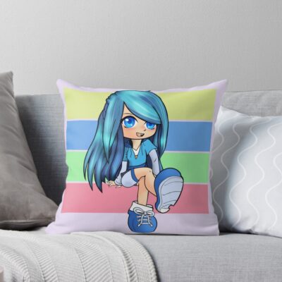 Aesthetic Anime Chibi Rainbow Gacha Art Throw Pillow
